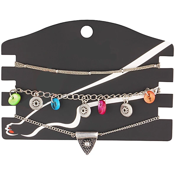 KL-ÜÇLÜ KOMBİN ETNİK SİLVER RENK HALHAL