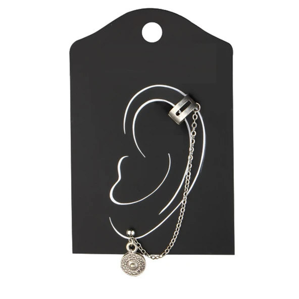 KL-SR-ZAMAK OBJE ZİNCİR EAR CUFF KÜPE PUL DETAY