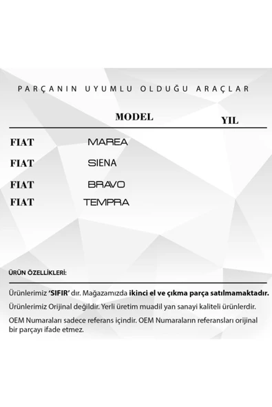 Fiat Marea, Siena, Bravo, Tempra İçin Pedal Lastiği - 2