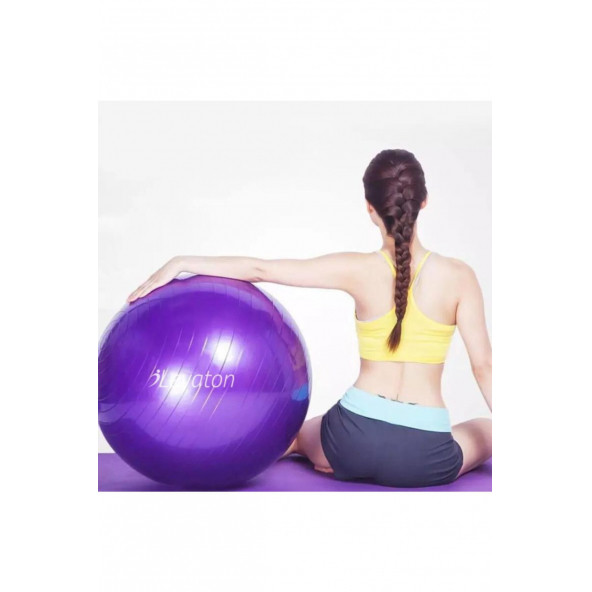 Pilates Topu Kalın Büyük Boy 75 Cm Pilates Topu Mor Renk+Pompa - 2