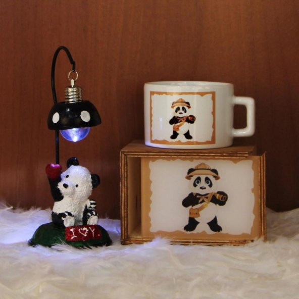 Panda Kutulu Kupa Panda Masa Lambası Hediye Seti