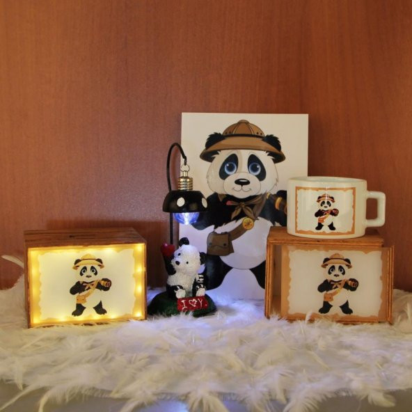 Panda Masa Lambası Defter Kutulu Kupa Led Işıklı Kumbara