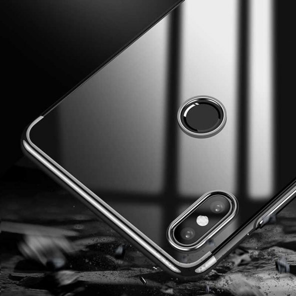 Xiaomi Mi 8 Kılıf Dört Köşeli Lazer Kesim Süper Silikon Kapak Siyah Renk