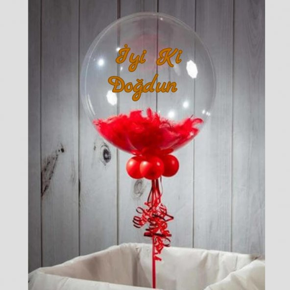 ŞEFFAF BALON VE İYİ Kİ DOĞDUN STİCKER ETİKETİ İLE BİRLİKTE ALTIN - 2