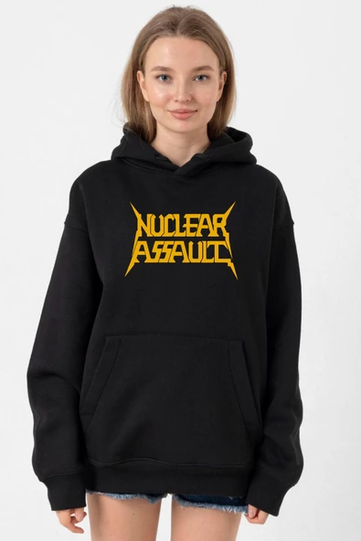 Nuclear Assault Lettern Siyah Kadın 3ip Kapşonlu ürün görseli 1