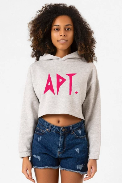 Blackpink Apt Grimelanj Kadın Crop Kapşonlu - 1