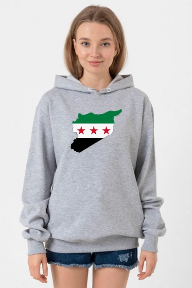 Suriye Yeni Bayrak Grimelanj Kadın 3ip Kapşonlu Sweatshirt