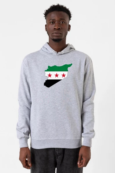 Suriye Yeni Bayrak Grimelanj Erkek Kapşonlu 3ip Sweatshirt
