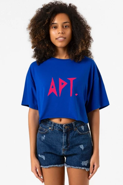 Blackpink Apt Mavi Kadın Crop Tshirt