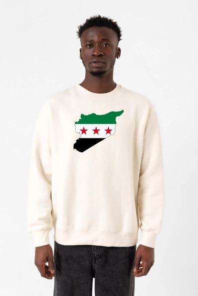 Suriye Yeni Bayrak Ekru Erkek 2ip Sweatshirt