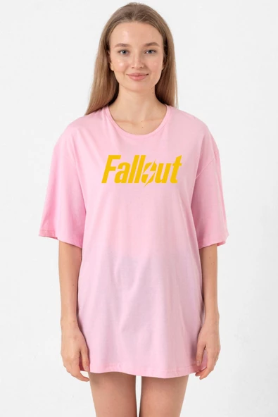 Fallout Lettern Pembe Kadın Oversize Tshirt ürün görseli 1