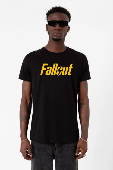 Fallout Lettern Siyah Erkek Tshirt