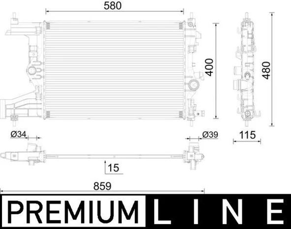 RADYATÖR PREMIUM LINE OTOMATİK ASTRA J-ZAFIRA TOURER C-CRUZE 1.4-1.6 AL/PL/BRZ 580x398x16