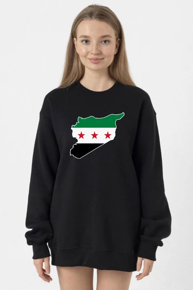 Suriye Yeni Bayrak Siyah Kadın 2ip Sweatshirt ürün görseli 1