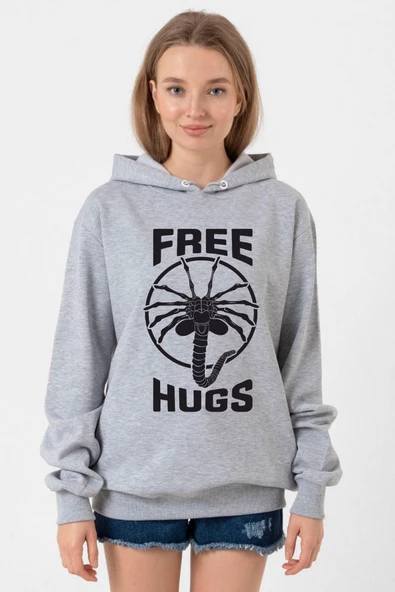Free Facehugger Hugs Grimelanj Kadın 3ip Kapşonlu Sweatshirt