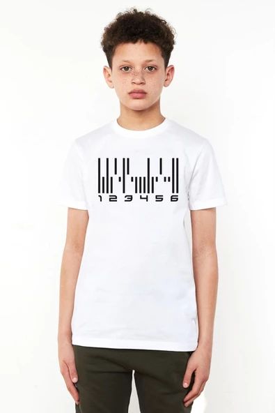 Dark Matter The Android Barcode Beyaz Çocuk Bisikletyaka Tshirt