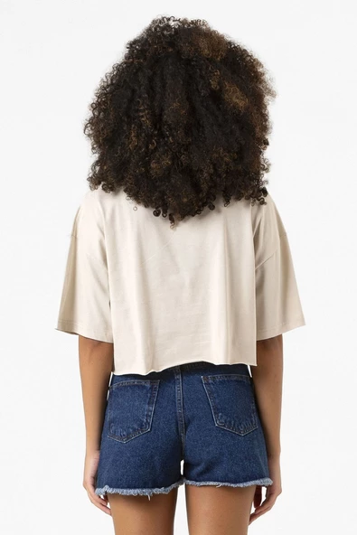 Christmas Holiday Wreath Bej Kadın Crop Tshirt - 2