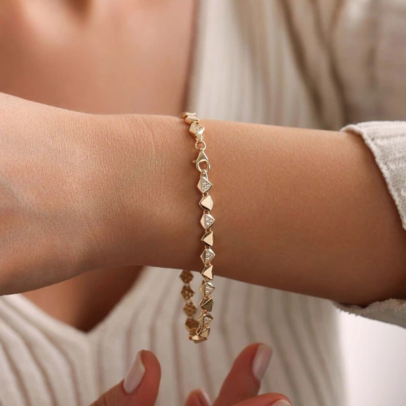 İtaly Altın Bileklik Triangle - 3