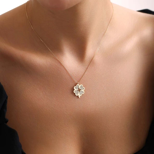 Kalpli Yonca Kolye - Resim 3