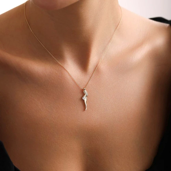 Hamile Kadın Kolye 14 Ayar - Resim 2