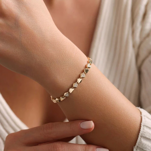 İtaly Altın Bileklik Triangle - 2