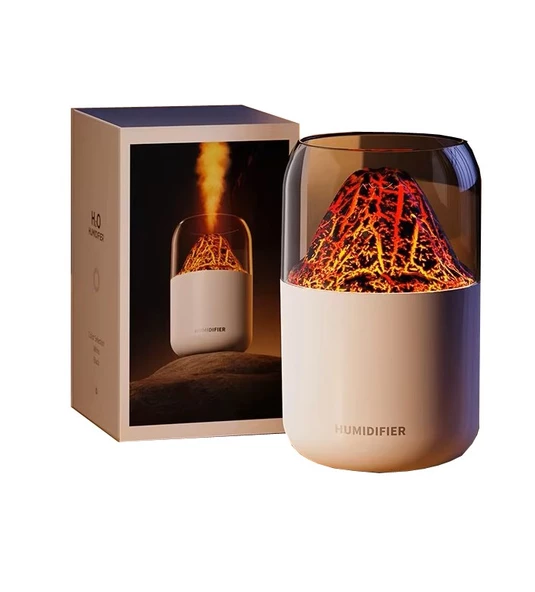 Leerfei Y10 300 ml Kapasiteli Işıklı Volkanik Hava Nemlendirici Buhar Makinası - 3