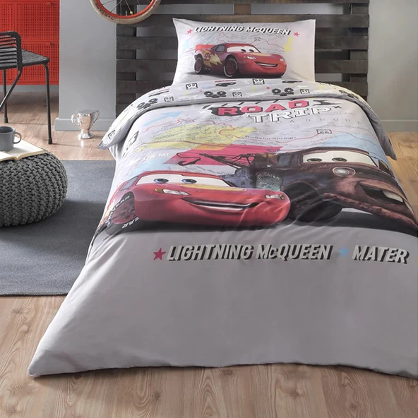 Özdilek Cars On The Road Gri Dsny Ranforce Nevresim Takımı Tek Kişilik ürün görseli 1