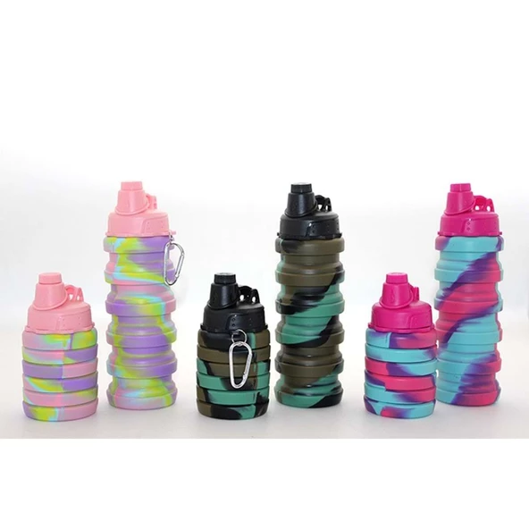 Katlanabilir Portatif Silikon Su Şişesi 500 Ml - 1