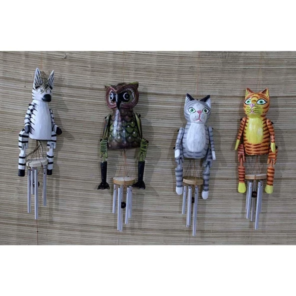 Ahşap Hayvan Figürlü Rüzgar Çanı - Resim 2