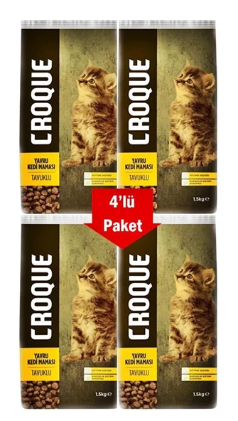 Croque Tavuklu Yavru Kedi Maması 1,5 Kg * 4Adet