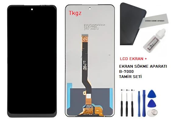 Tkgz - İnfinix NOTE 10 Lcd Ekran Dokunmatik -A- Kalite + B-7000 + TAMİR SETİ