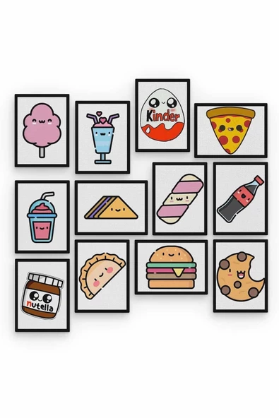 Fast Food 12 Parça Ahşap Mdf Tablo Zlltb177 - 2
