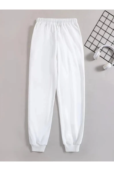 Beyaz Dreaming baskılı oversize eşofman altı - 3