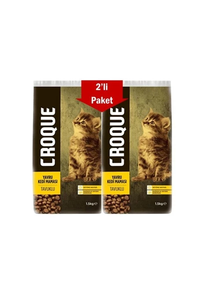 Croque Tavuklu Yavru Kedi Maması 1,5 Kg * 2 Adet
