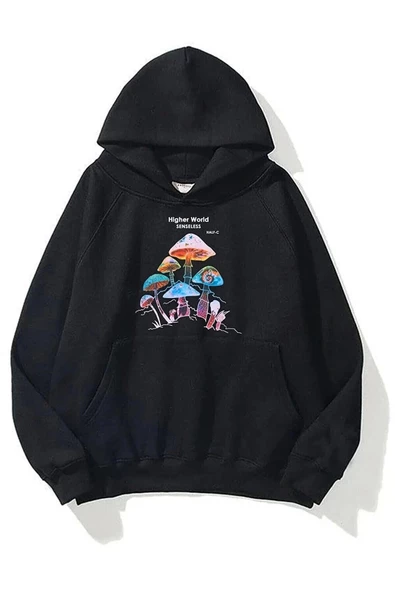 Siyah Higher World Kanye Kapüşonlu Sweatshirt ürün görseli