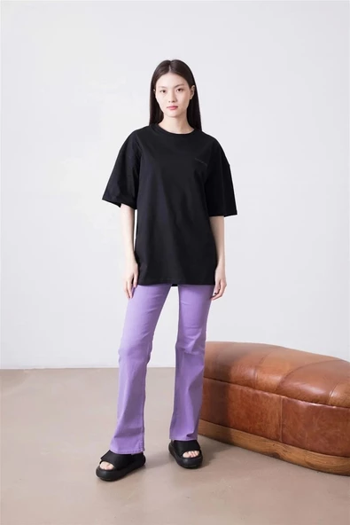 Unisex Essentials Siyah Oversize Tshirt - 5
