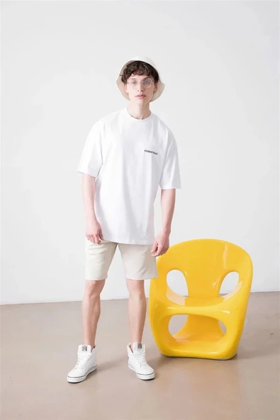 Unisex Essentials Beyaz Oversize Tshirt - 2