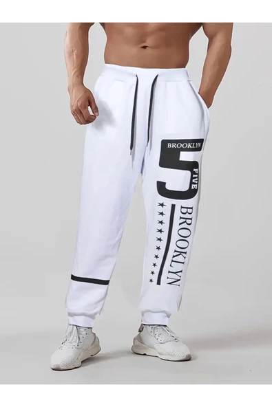 Brooklyn baskılı oversize 3 iplik eşofman altı