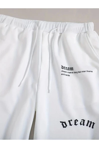 Beyaz Dreaming baskılı oversize eşofman altı - 2