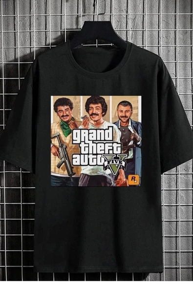 Arabesk Müslüm Azer Baskılı Oversize Siyah Tshirt