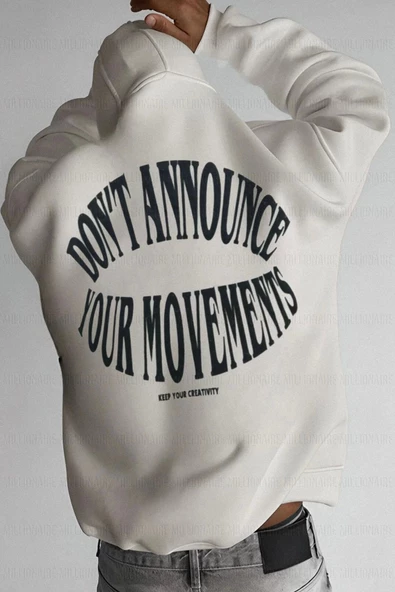 Sırt baskılı beyaz 3 iplik Kapüşonlu Sweatshirt ürün görseli