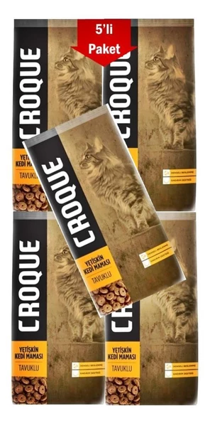 Croque Tavuklu Yetişkin Kedi Maması 1,5 Kg * 5 Adet