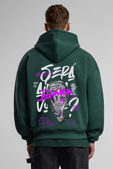 Unisex Baskılı Kapşonlu 3 İplik Hoodie Sweathirt  fm1.53YA