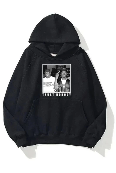 Siyah Trust Nobody Kapüşonlu Sweatshirt