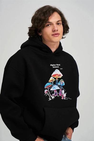 Siyah Higher World Kanye Kapüşonlu Sweatshirt - Resim 3