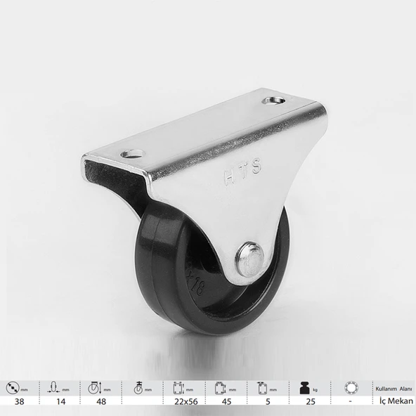 HTS Sabit Mobilya Tekeri 38lik - Resim 2