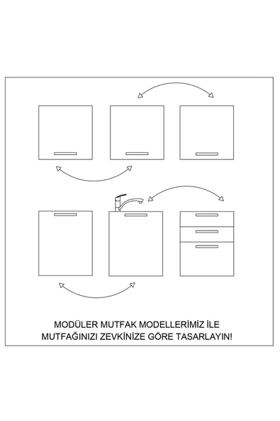 Fly Mobilya 270 Cm Pastel Tezgahlı Ankastre Modüllü Mdf Kapaklı Hazır Mutfak Dolabı (TEZGAH DAHİL) - 6