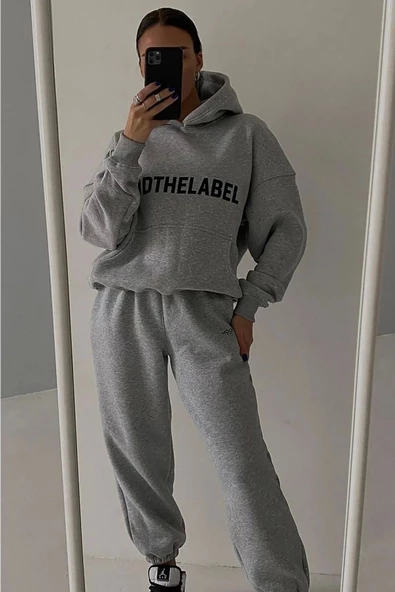 Unisex Oversize Kapüşonlu Eşofman Takımı ( Sweatshirt + Eşofman ) - 2