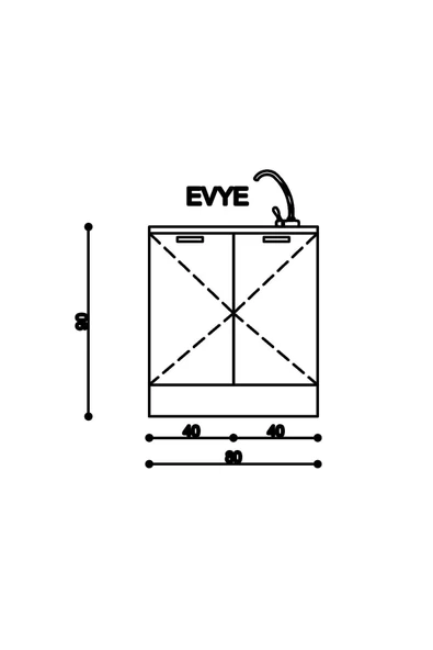 Fly Mobilya 80 Cm Eylül Mutfak Evyeli Alt Modül Antrasit ,mini Hazır Mutfak Dolabı Alt Modülü - 5