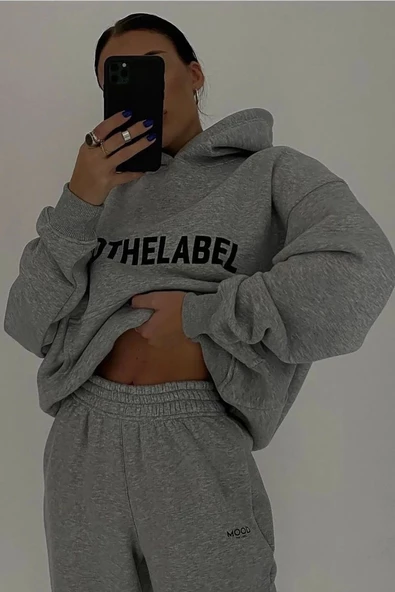 Unisex Oversize Kapüşonlu Eşofman Takımı ( Sweatshirt + Eşofman ) - 3